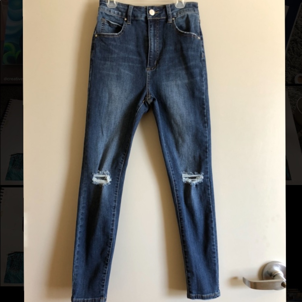 Cotton On high waisted skinny dark wash jeans